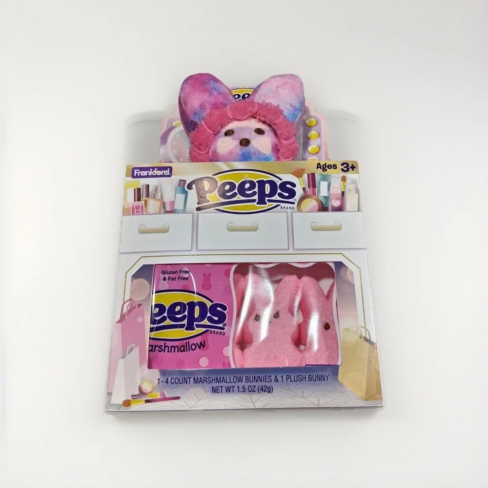 Peeps Marshmallow Bunnies 4 Count and Tie Dye Plush Bunny Gift‎ Set Frankford